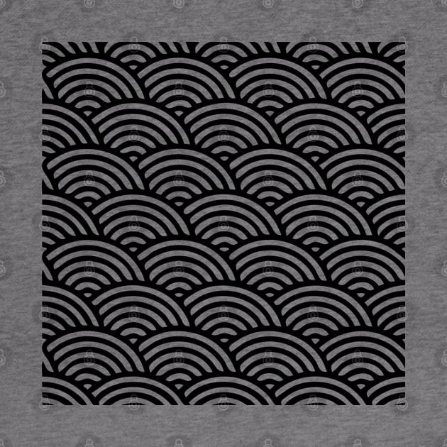 Japanese Wave Seamless Pattern, Black And White by hichamArt